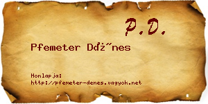 Pfemeter Dénes névjegykártya